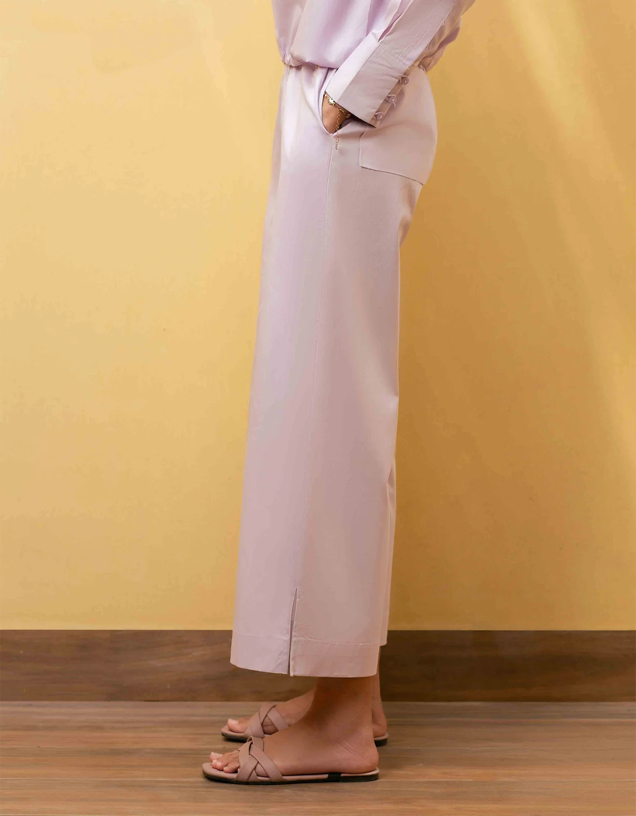 POPLIN WIDE LEG TROUSER