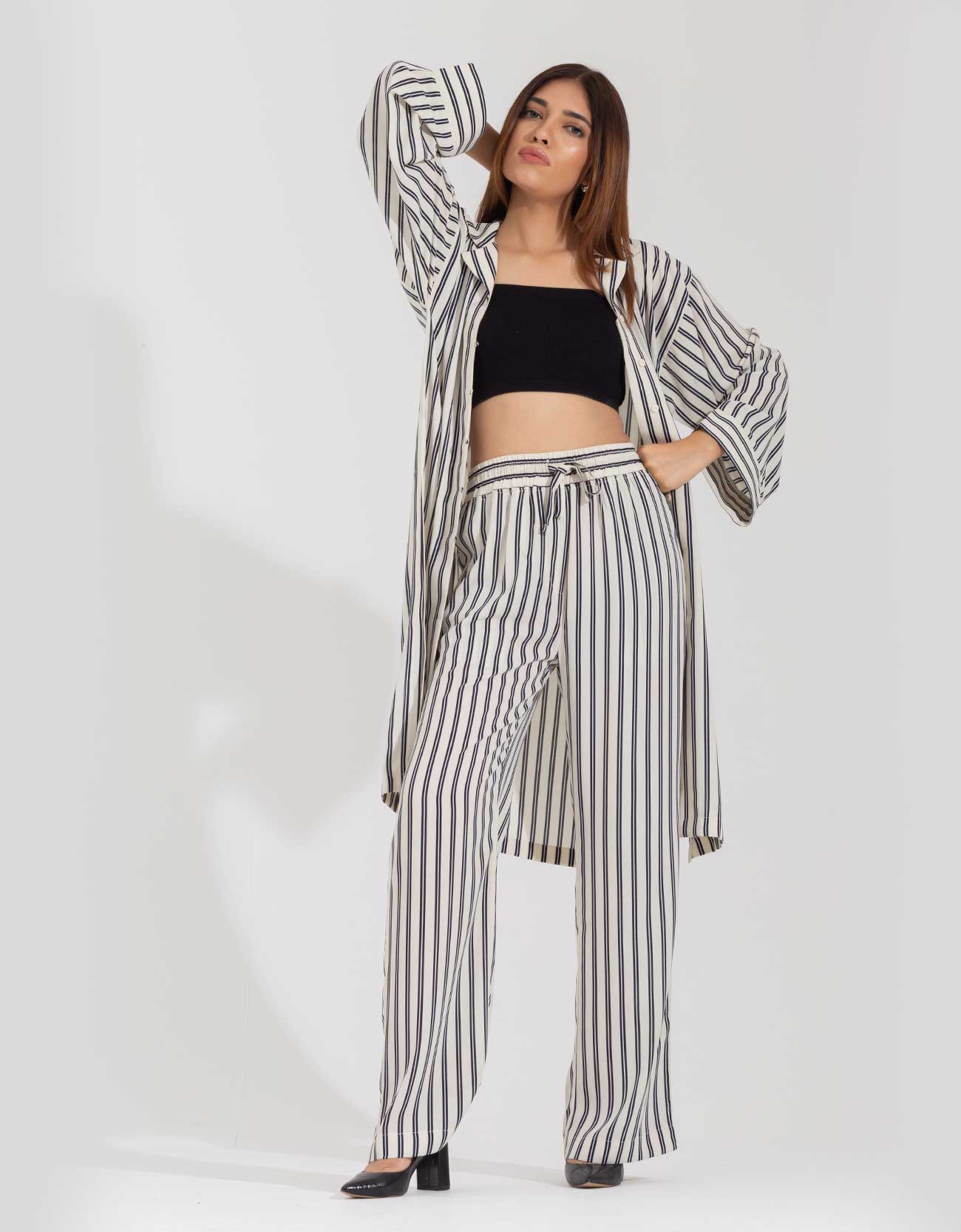 STRIPPED LONG BUTTONED SHIRT