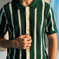 STRIPPED KNITTED CAMP COLLAR SHIRT
