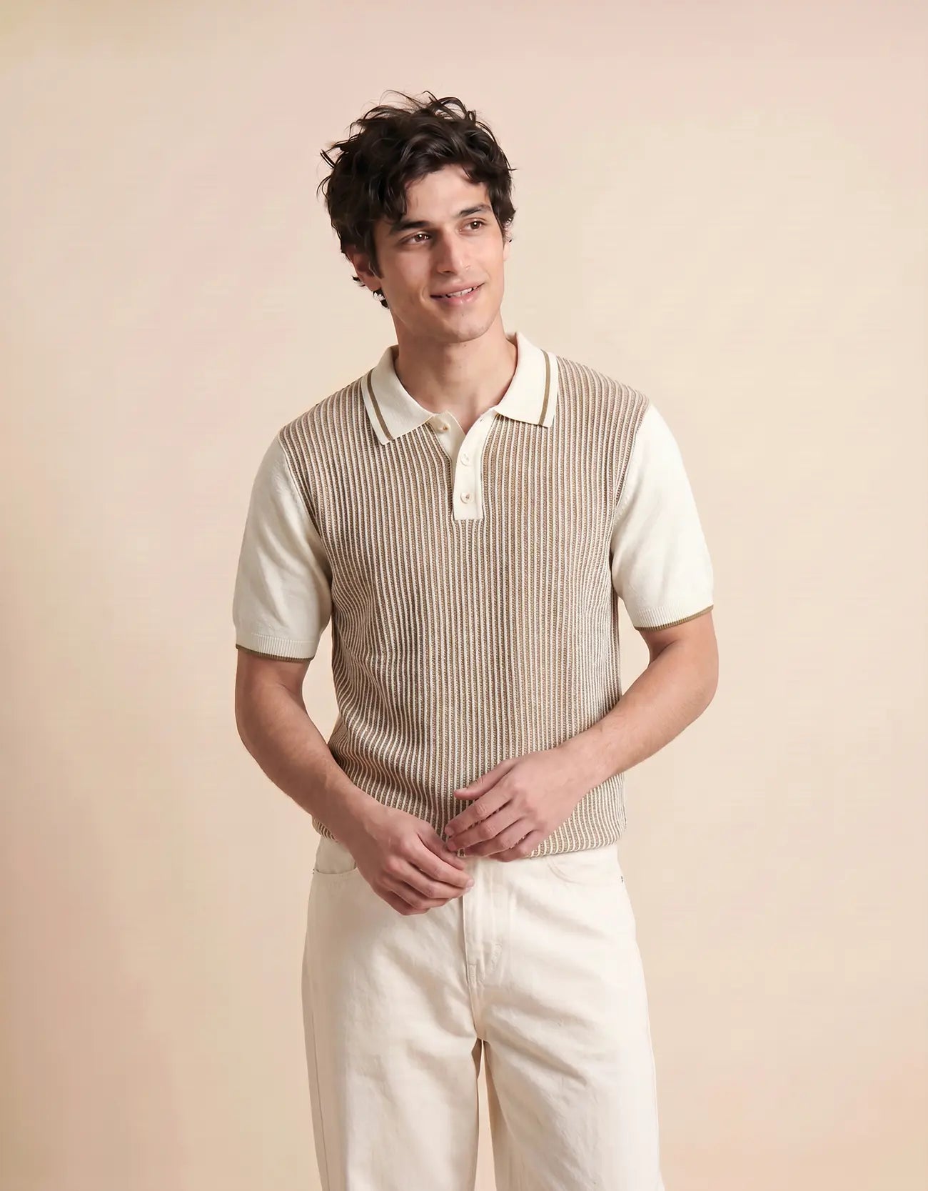 MEN'S RIBBED KNIT POLO SHIRT