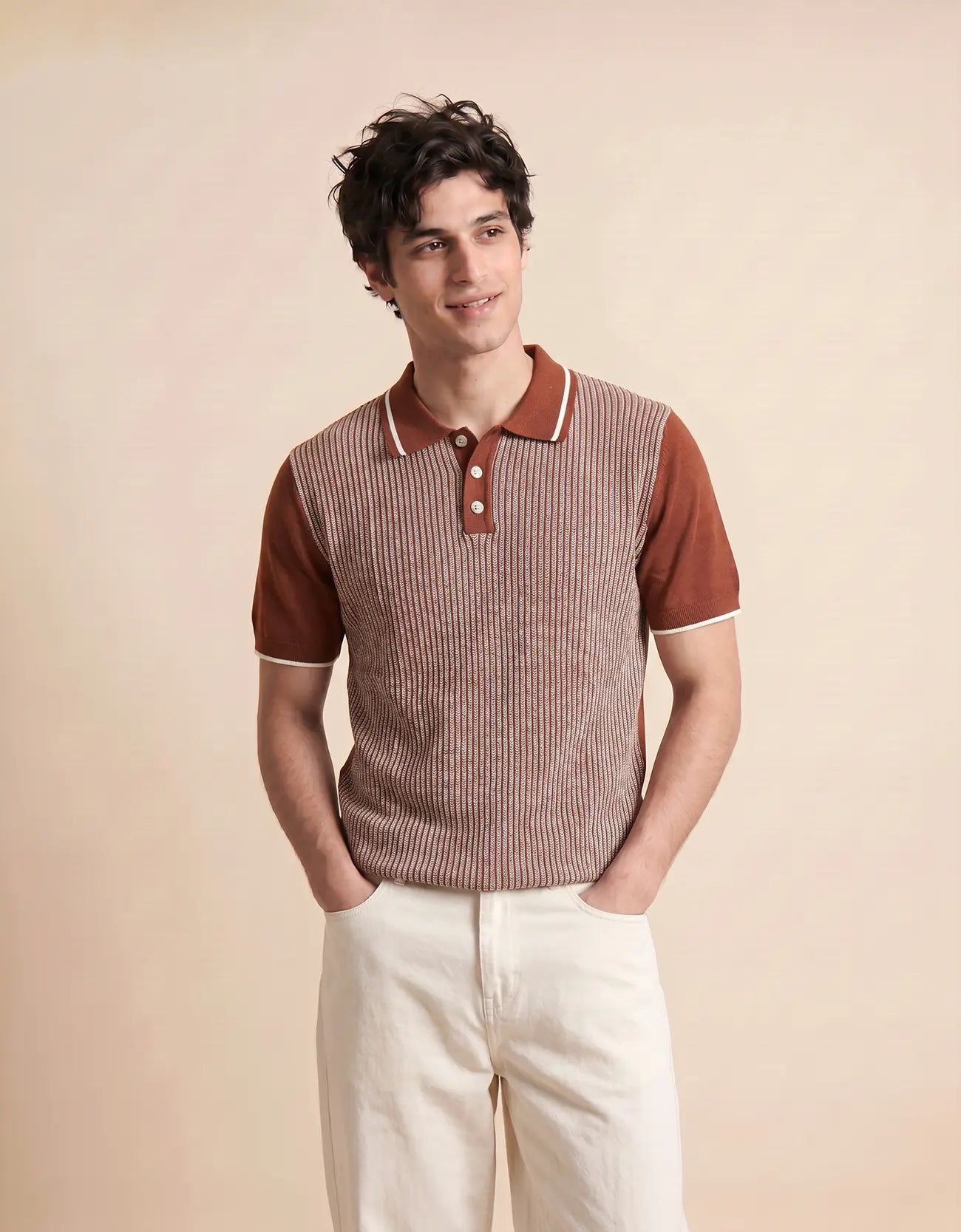 MEN'S RIBBED KNIT POLO SHIRT