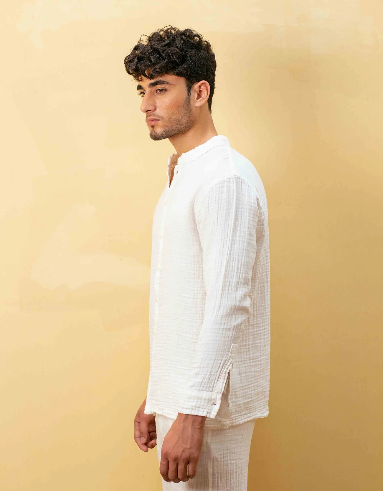 MUSLIN MANDARIAN COLLAR SHIRT