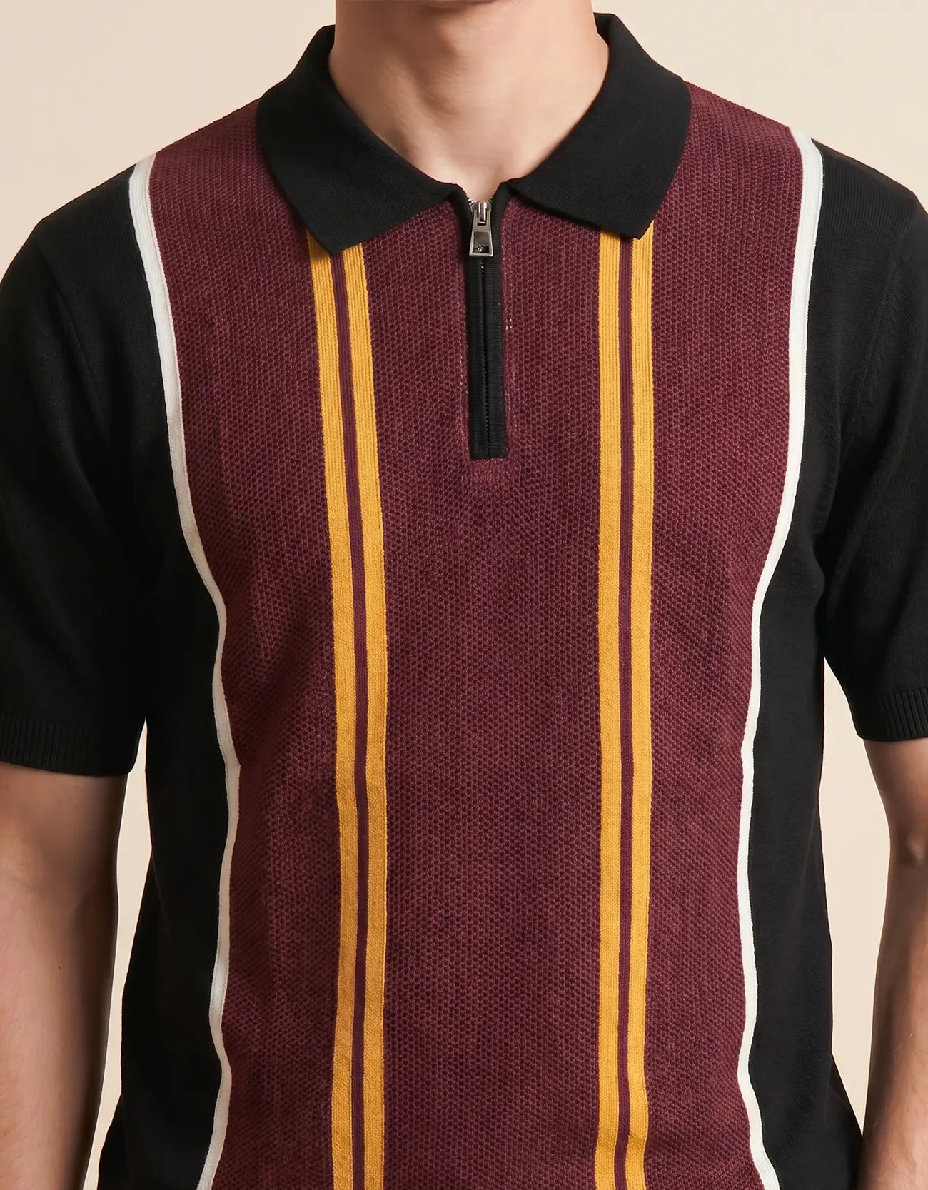 MEN'S ZIPER KNIT POLO SHIRT