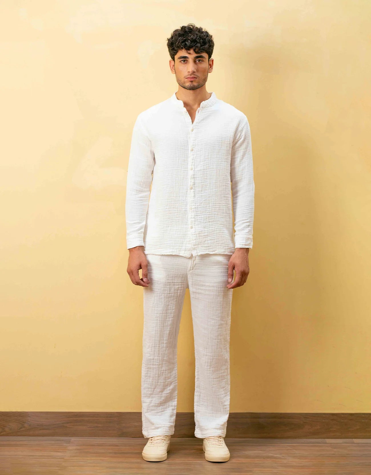 MUSLIN MANDARIAN COLLAR SHIRT