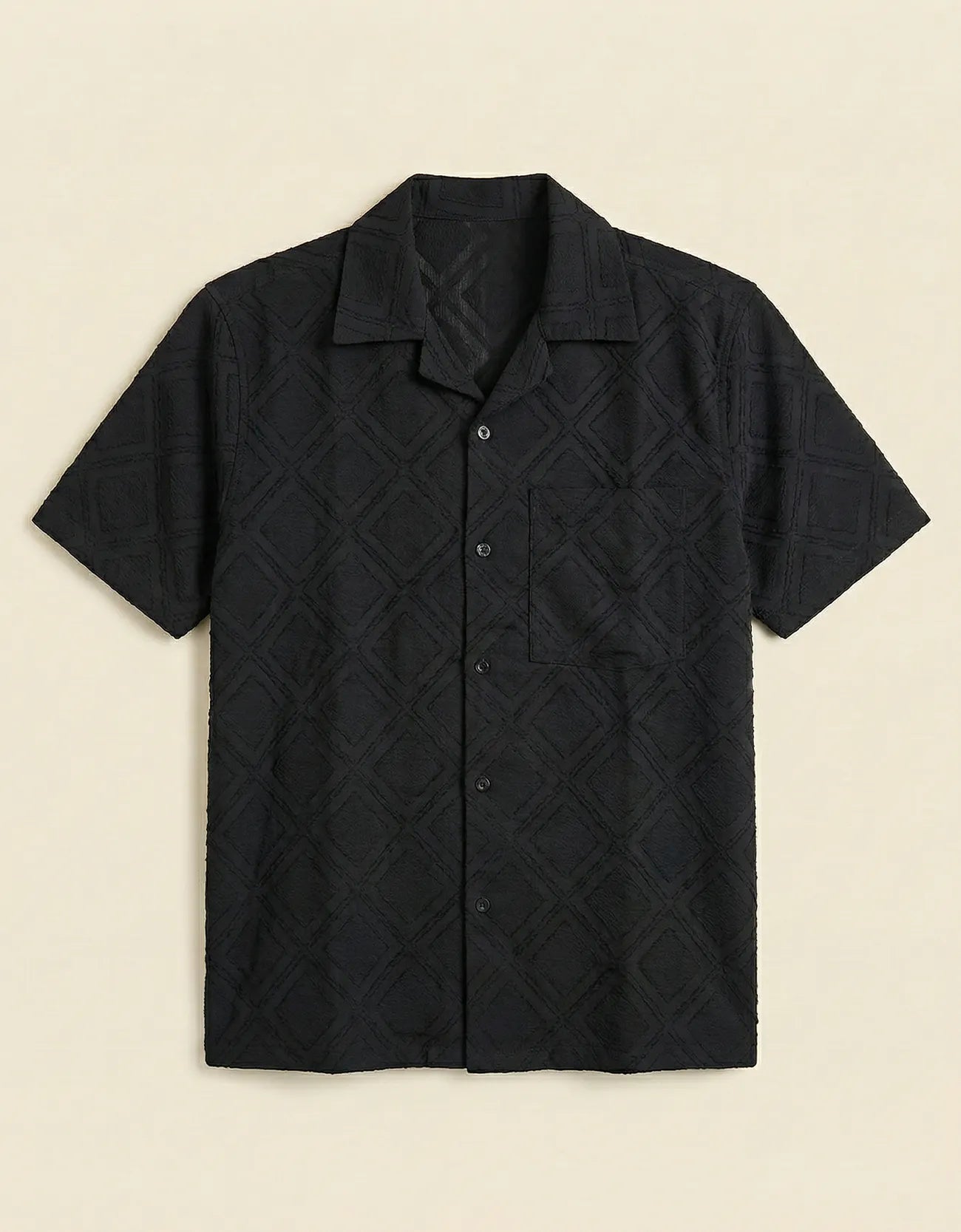 CROCHET CAMP COLLAR SHIRT