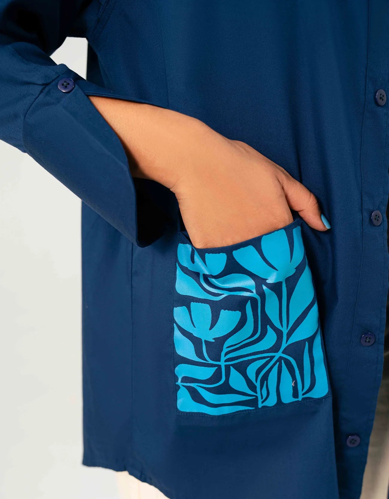 POPLIN PRINTED POCKET OVERSHIRT