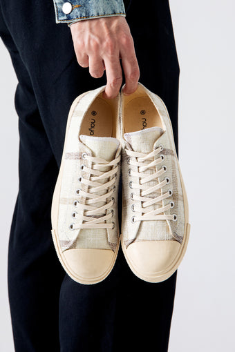 CHECK JUTE LACE-UP SNEAKERS