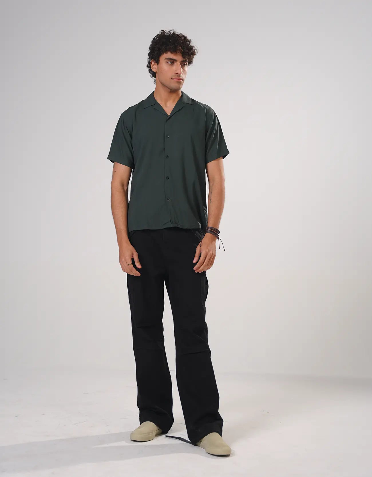 LOOSEFIT CAMP COLLAR TEXTURED SHIRT