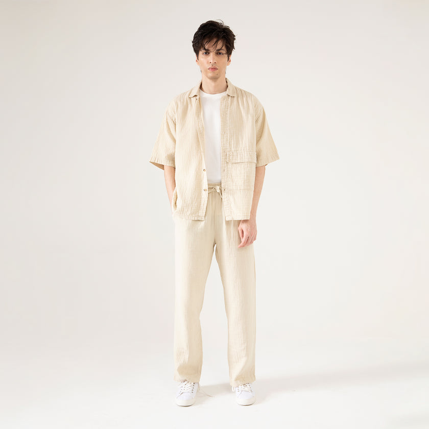 OVERSIZED MUSLIN PATCH POCKET SHIRT OVERSHIRT