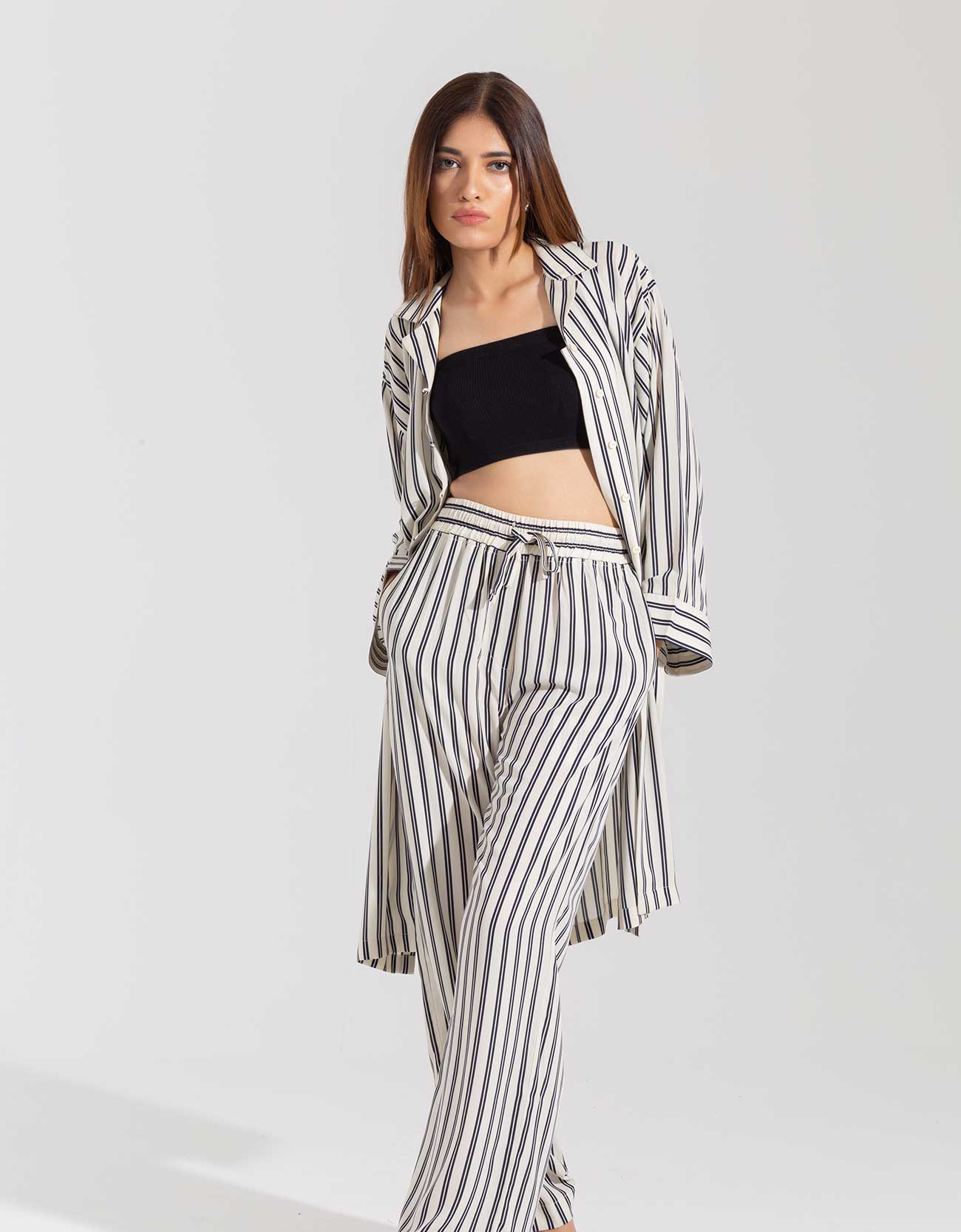 STRIPPED LONG BUTTONED SHIRT