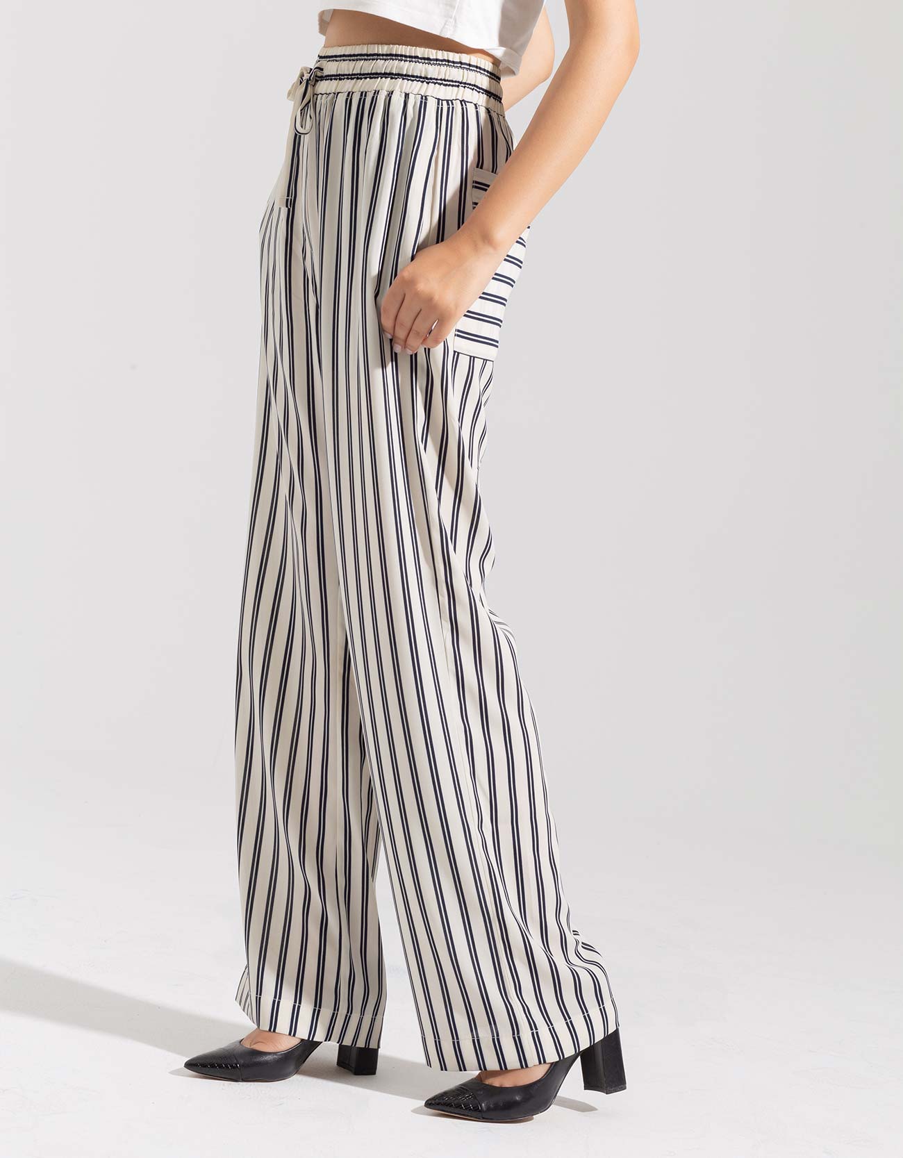 STRIPPED WIDE LEG TROUSERS