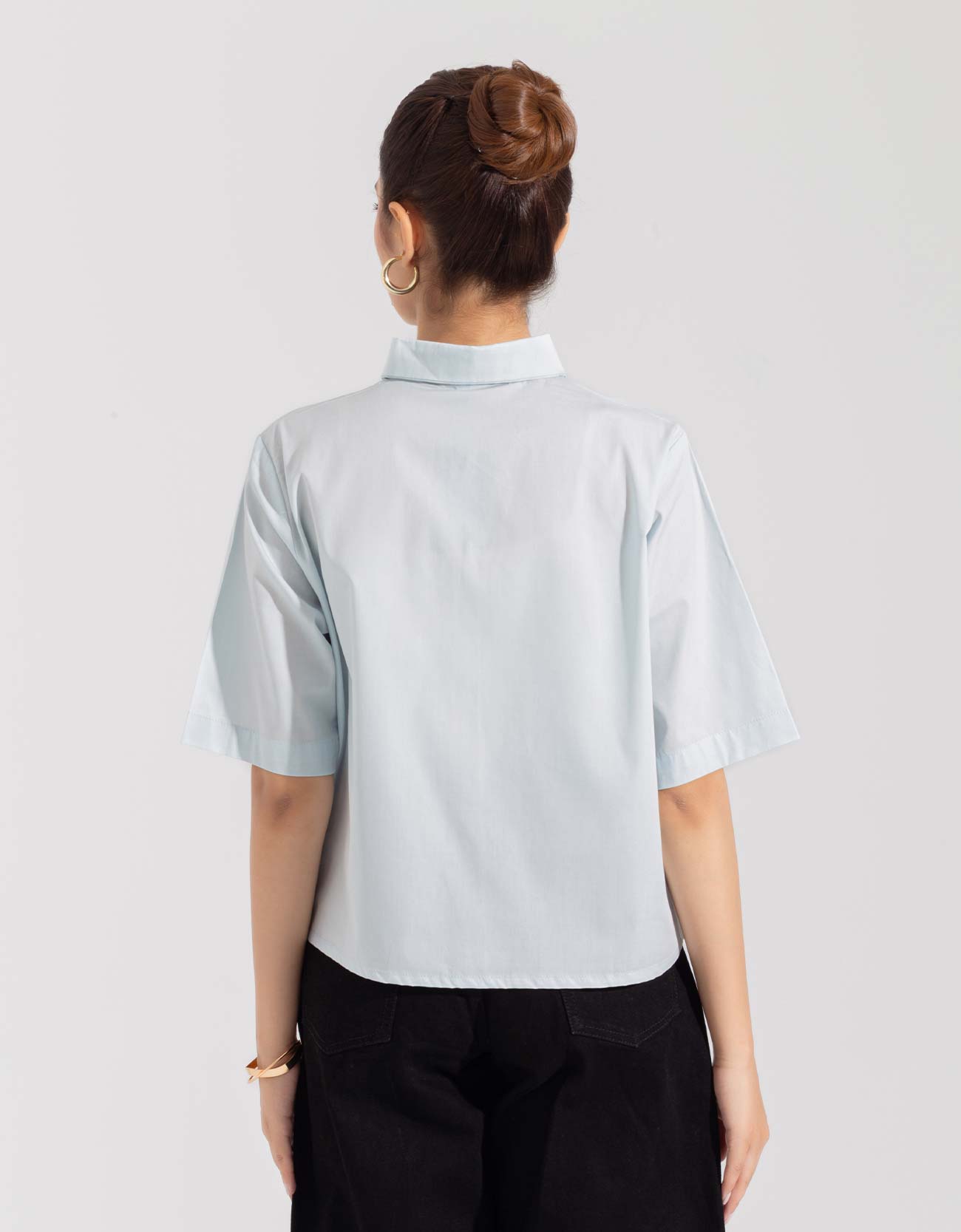 CROPPED PATCH POCKET SHIRT