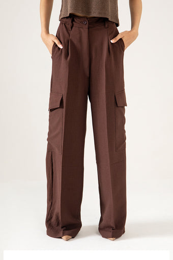 TEXTURED CARGO WIDELEG PANTS