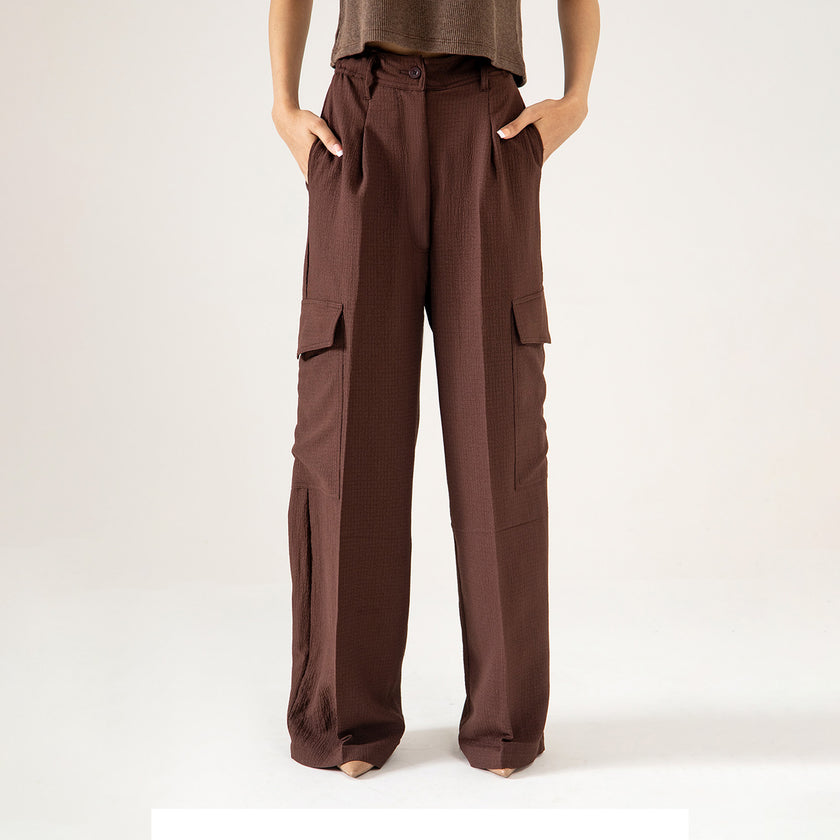 TEXTURED CARGO WIDELEG PANTS