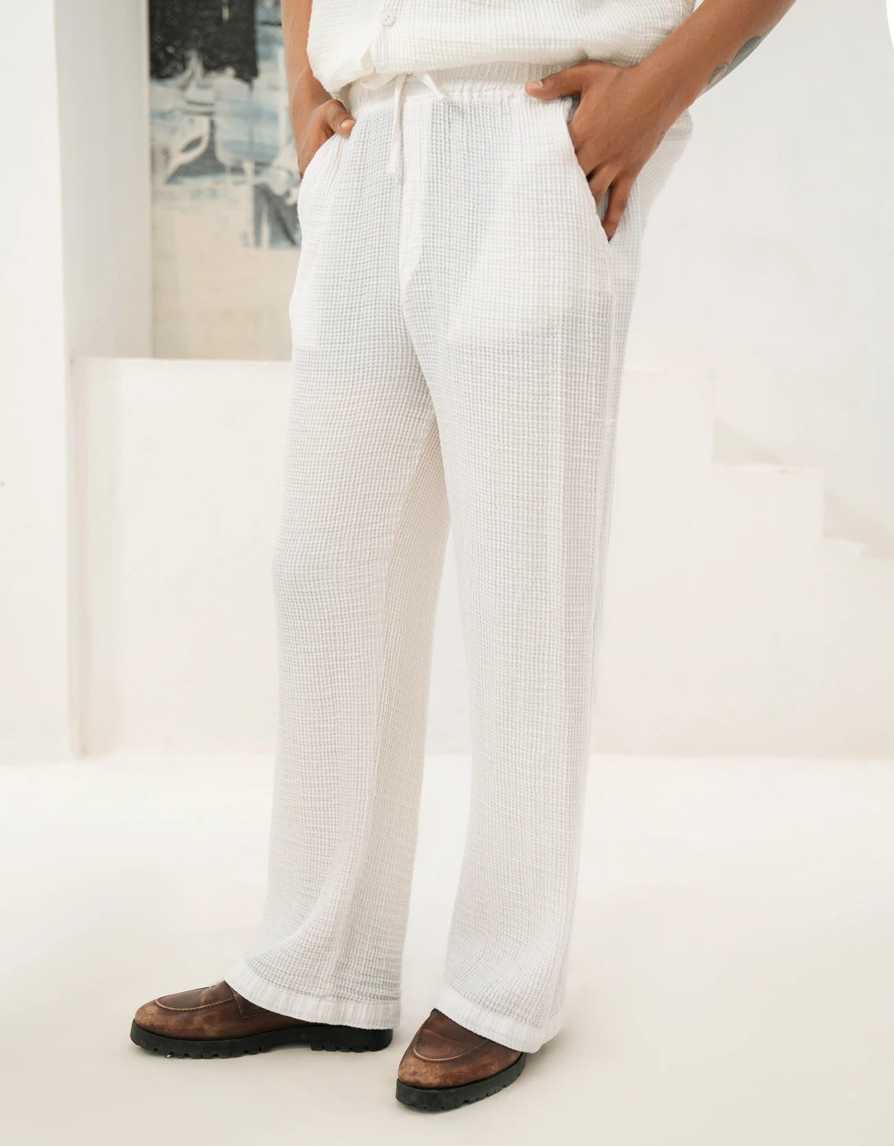 WAFFLE TEXTURED TROUSER