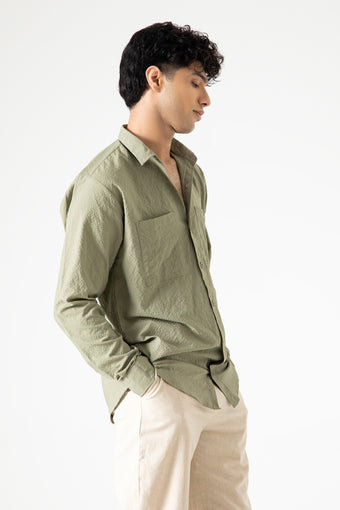 DOUBLE PATCH POCKET TEXTURED SHIRT