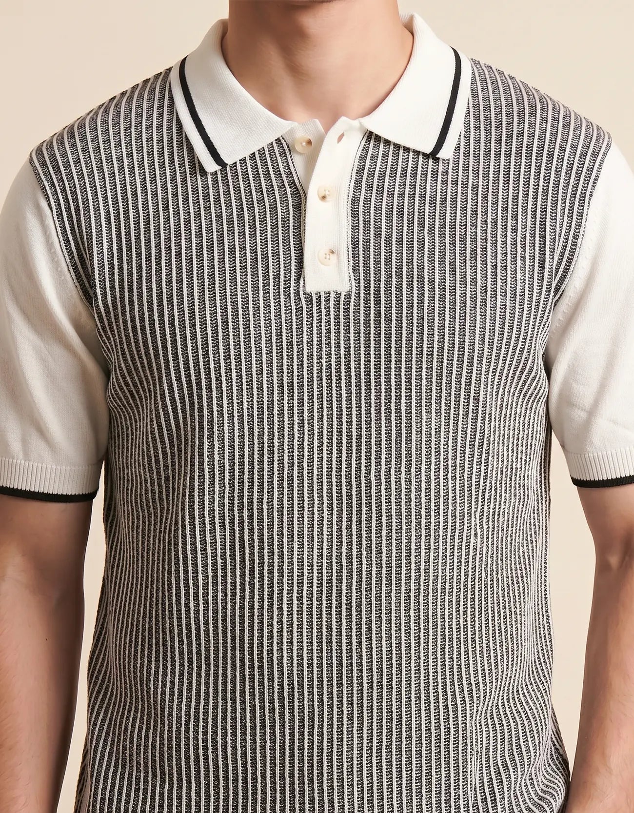 MEN'S RIBBED KNIT POLO SHIRT