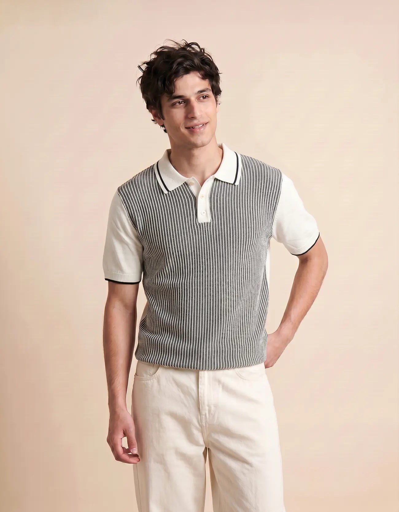 MEN'S RIBBED KNIT POLO SHIRT