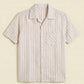 STRIPE TEXTURED CAMP COLLAR SHIRT