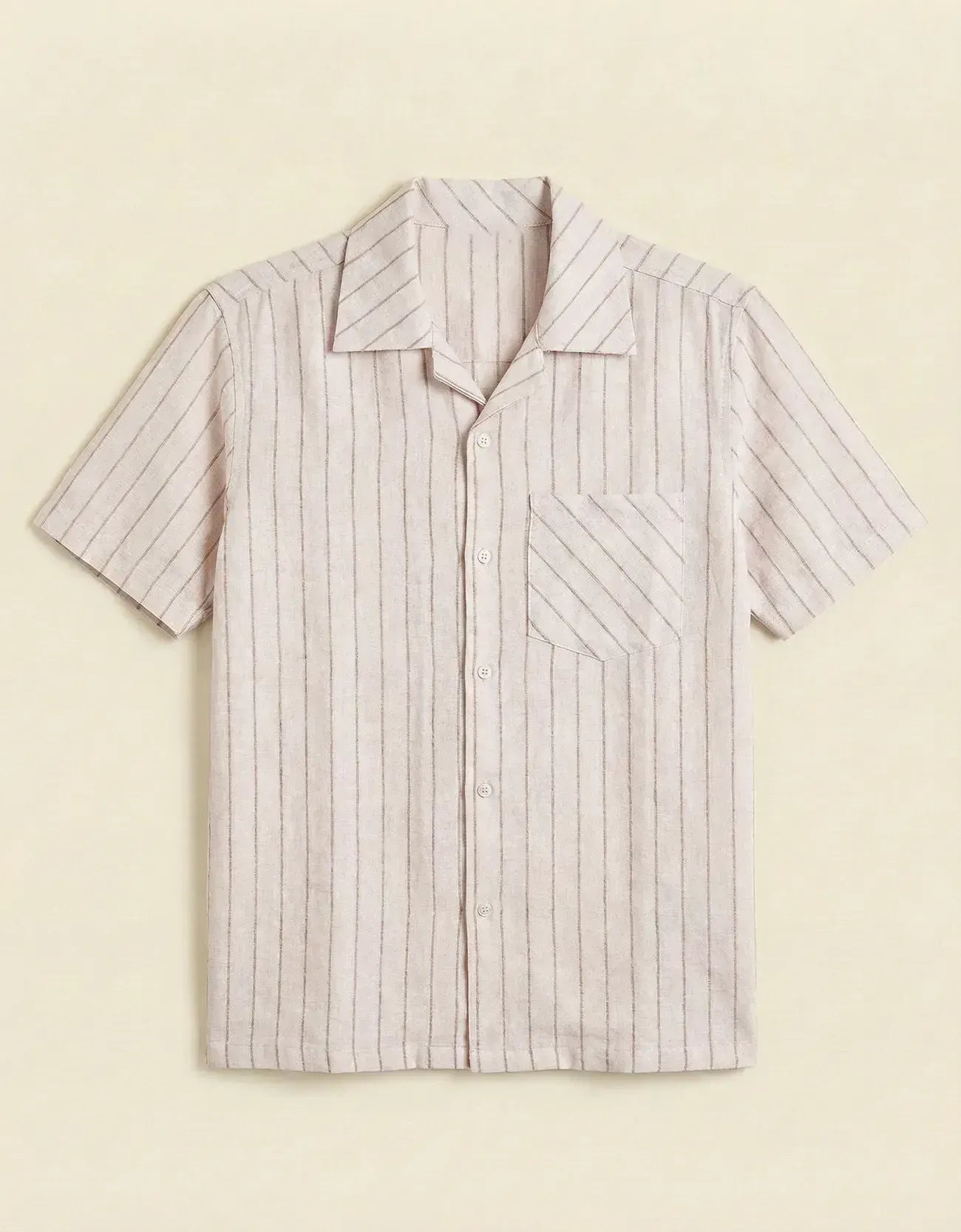 STRIPE TEXTURED CAMP COLLAR SHIRT