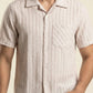 STRIPE TEXTURED CAMP COLLAR SHIRT