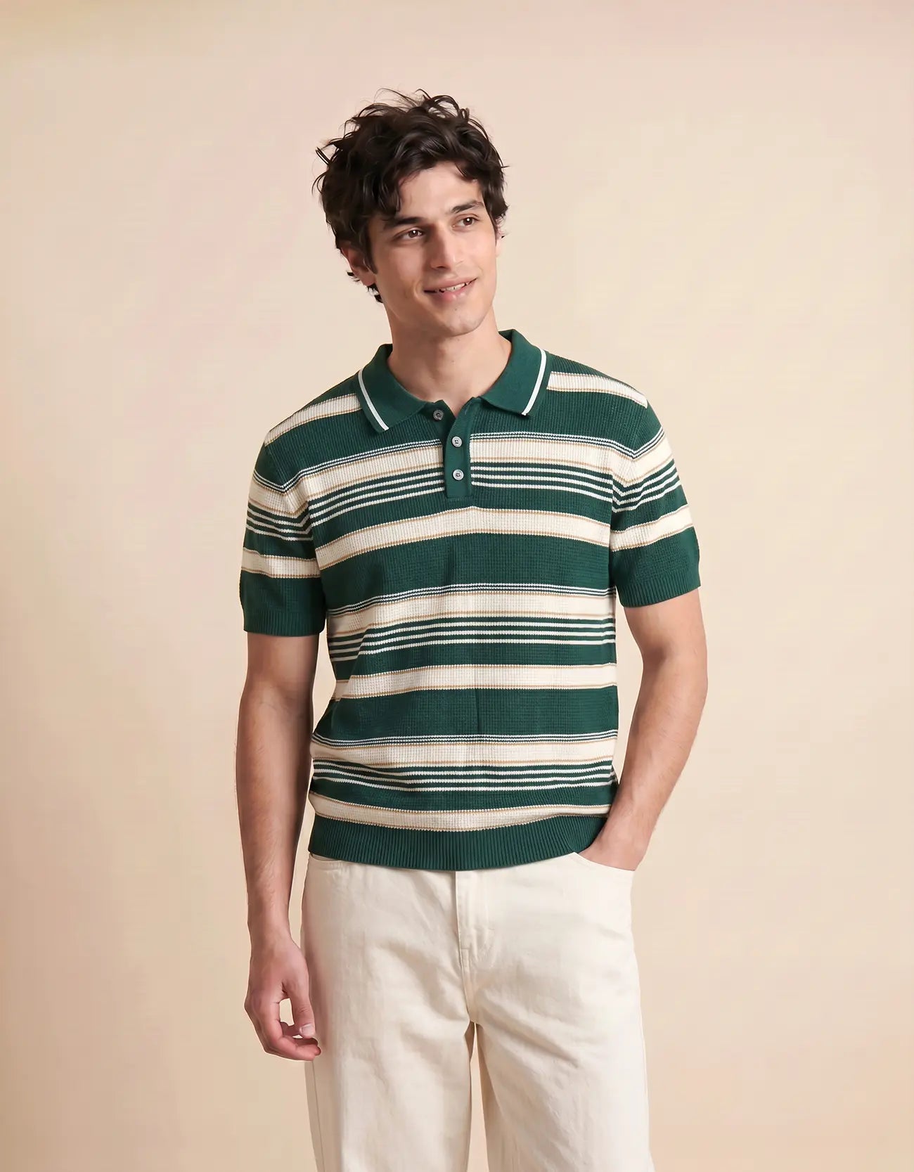 MEN'S STRIPED KNIT POLO