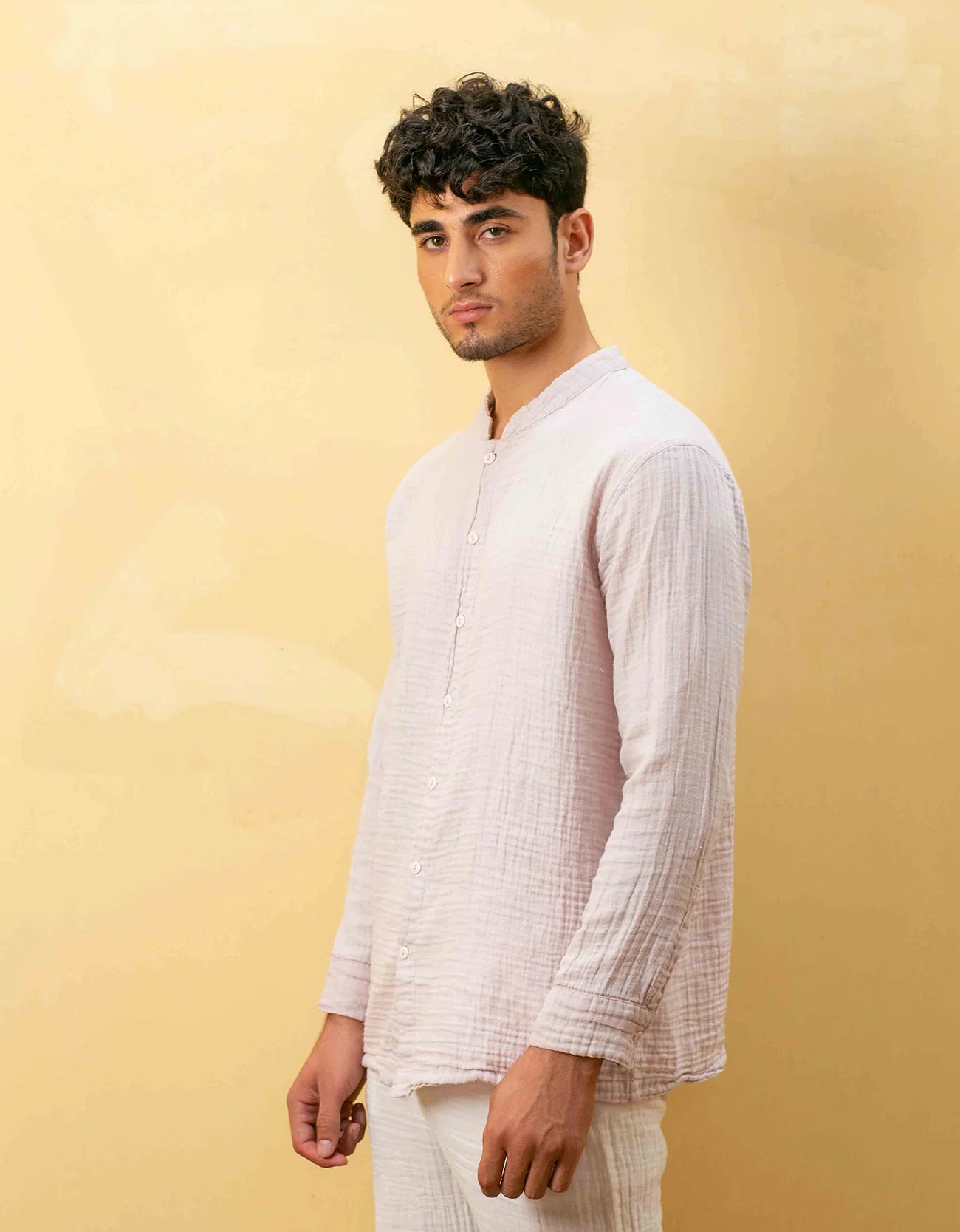 MUSLIN MANDARIAN COLLAR SHIRT