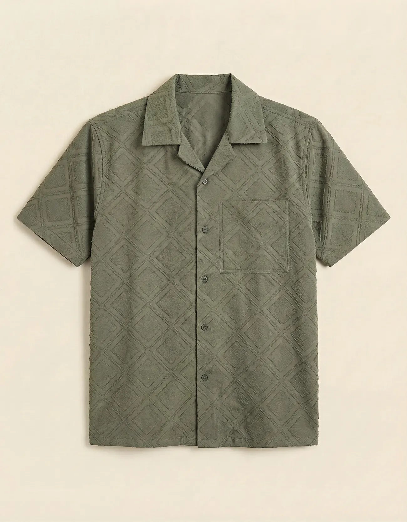 CROCHET CAMP COLLAR SHIRT