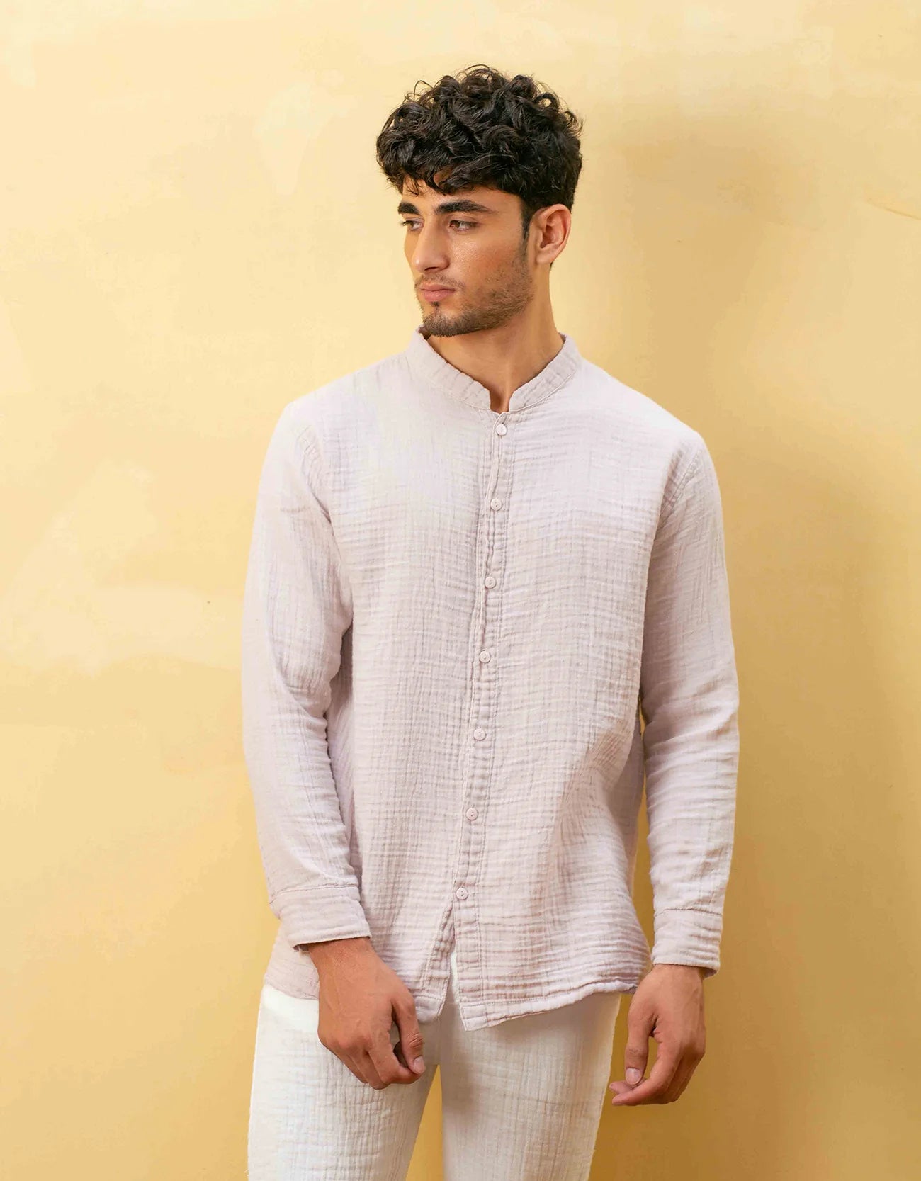 MUSLIN MANDARIAN COLLAR SHIRT