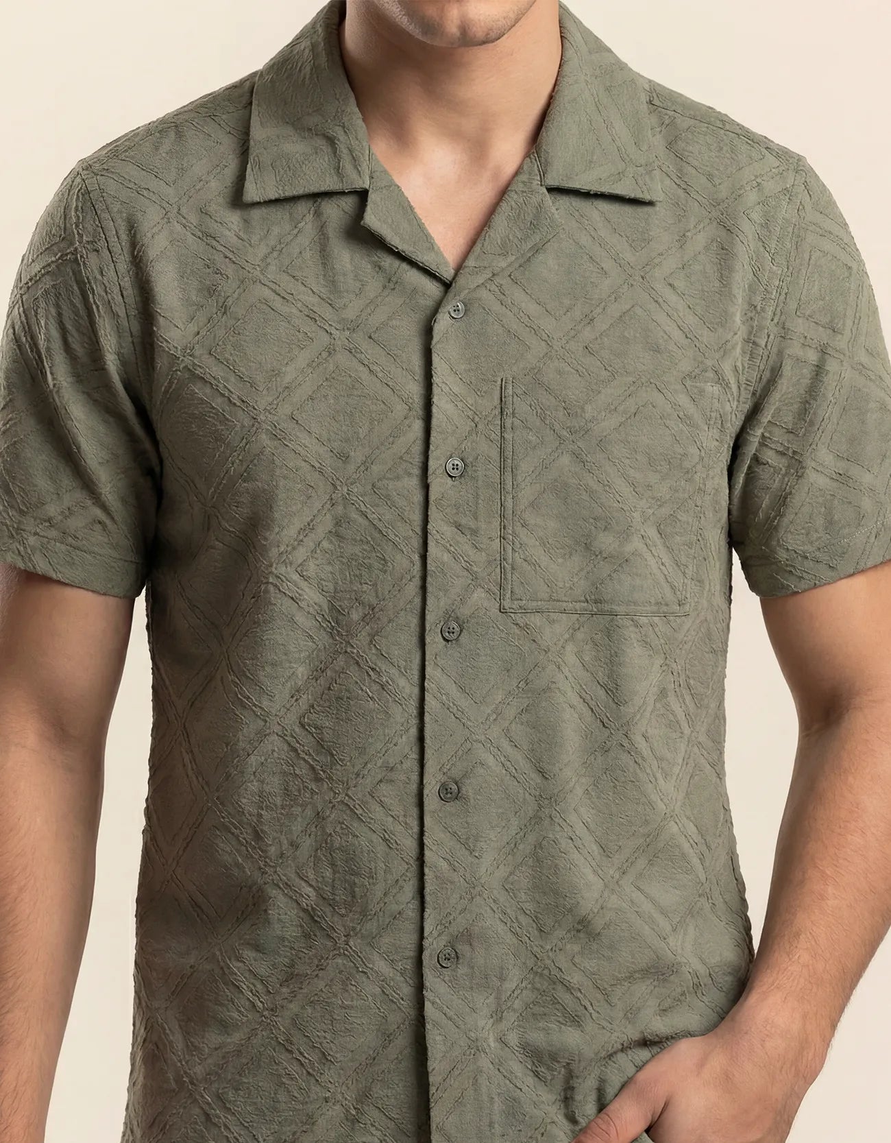 CROCHET CAMP COLLAR SHIRT