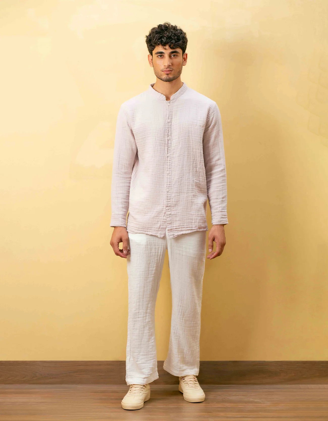 MUSLIN MANDARIAN COLLAR SHIRT