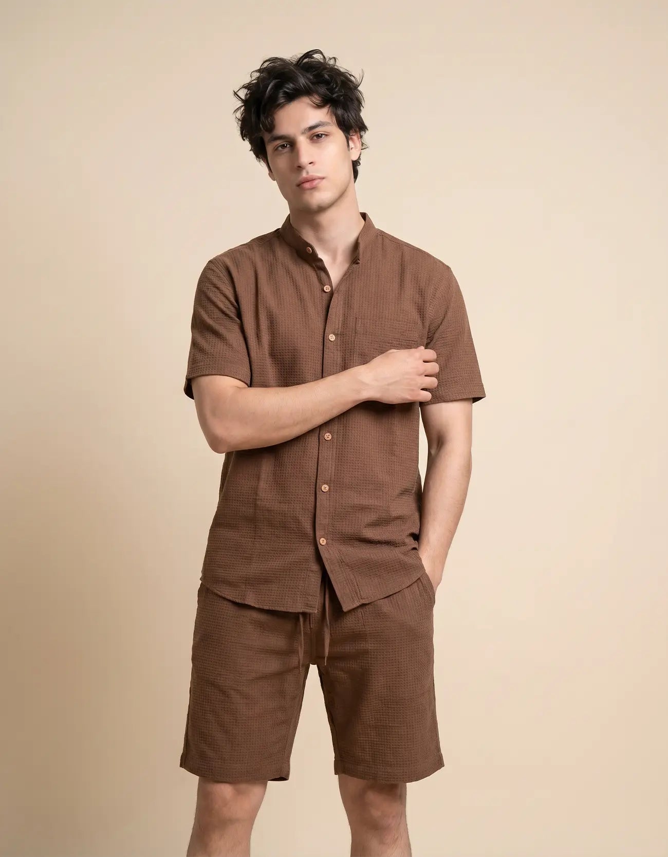 WAFFLE TEXTURED MEN'S CASUAL SHIRT