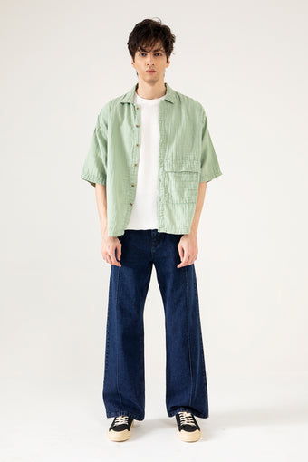 MUSLIN OVERSIZED PATCH POCKET OVERSHIRT