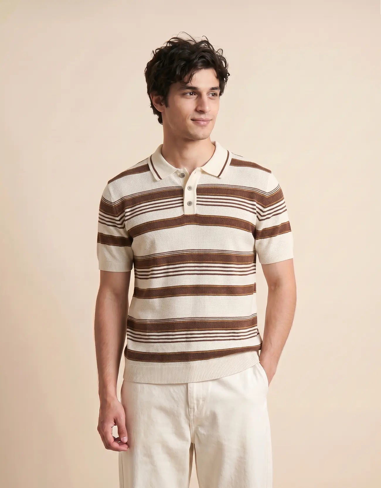 MEN'S STRIPED KNIT POLO