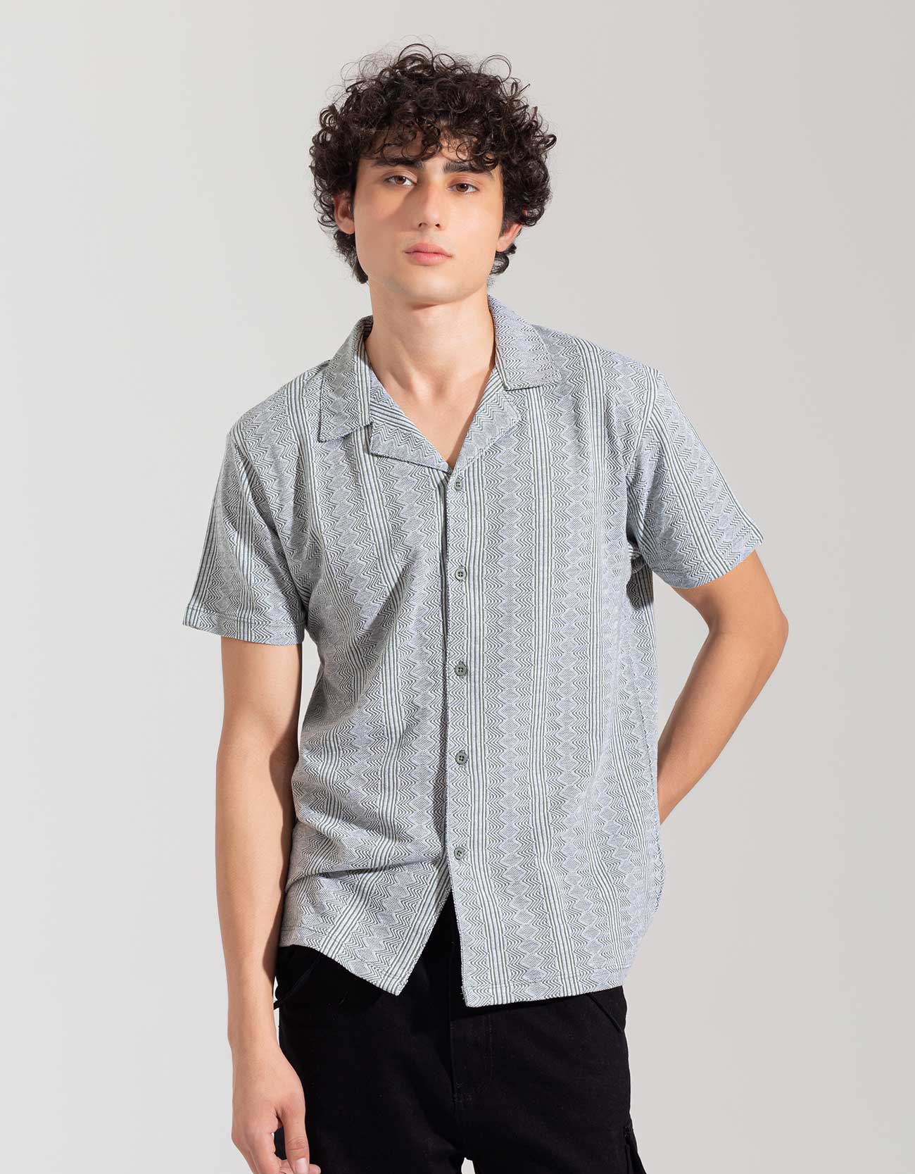 JACQUARD BUTTONDOWN SAFARI SHIRT