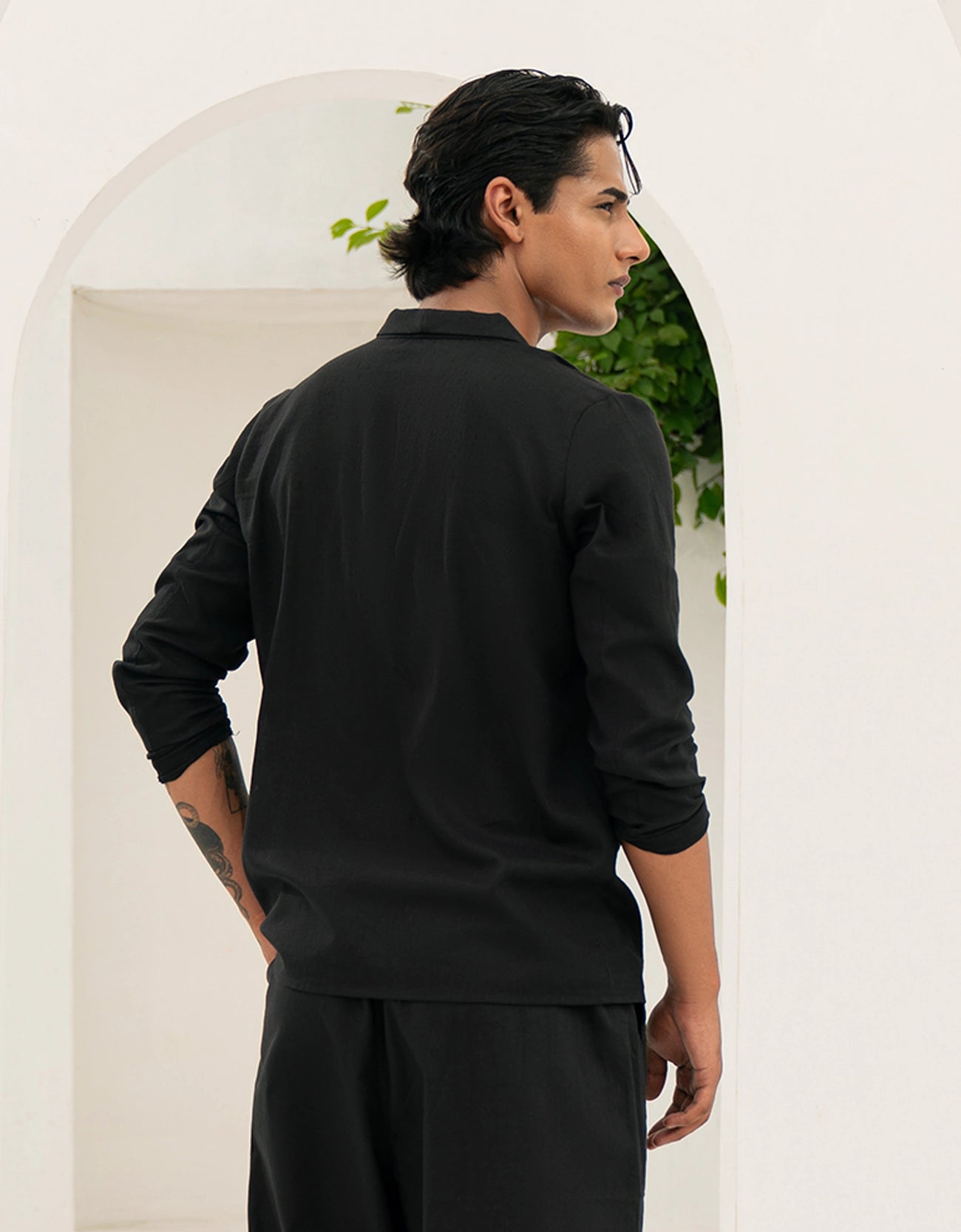 CROSS BODY LINEN SHIRT