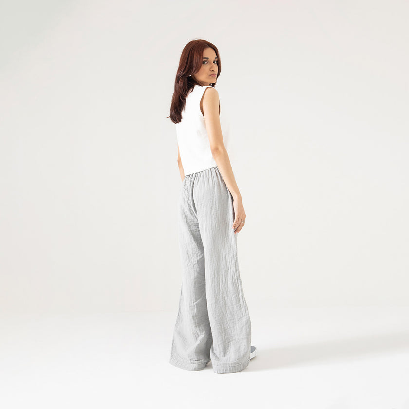 WIDE LEG MUSLIN TROUSER