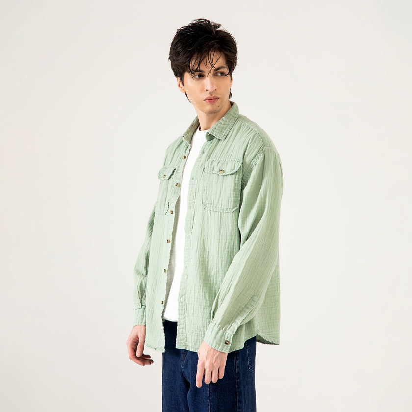 MUSLIN FLAP POCKET SHIRT