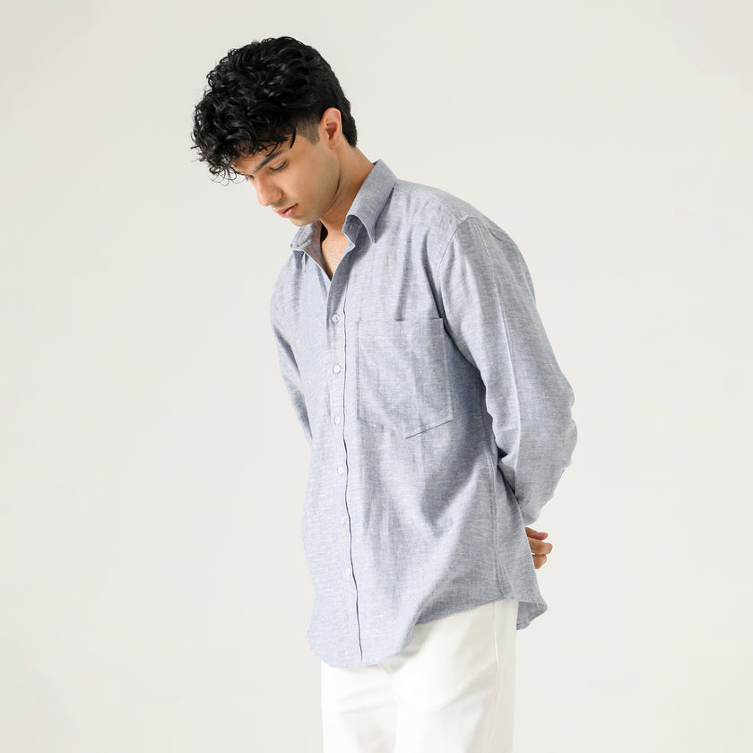 LINEN PATCH POCKET BUTTON DOWN SHIRT