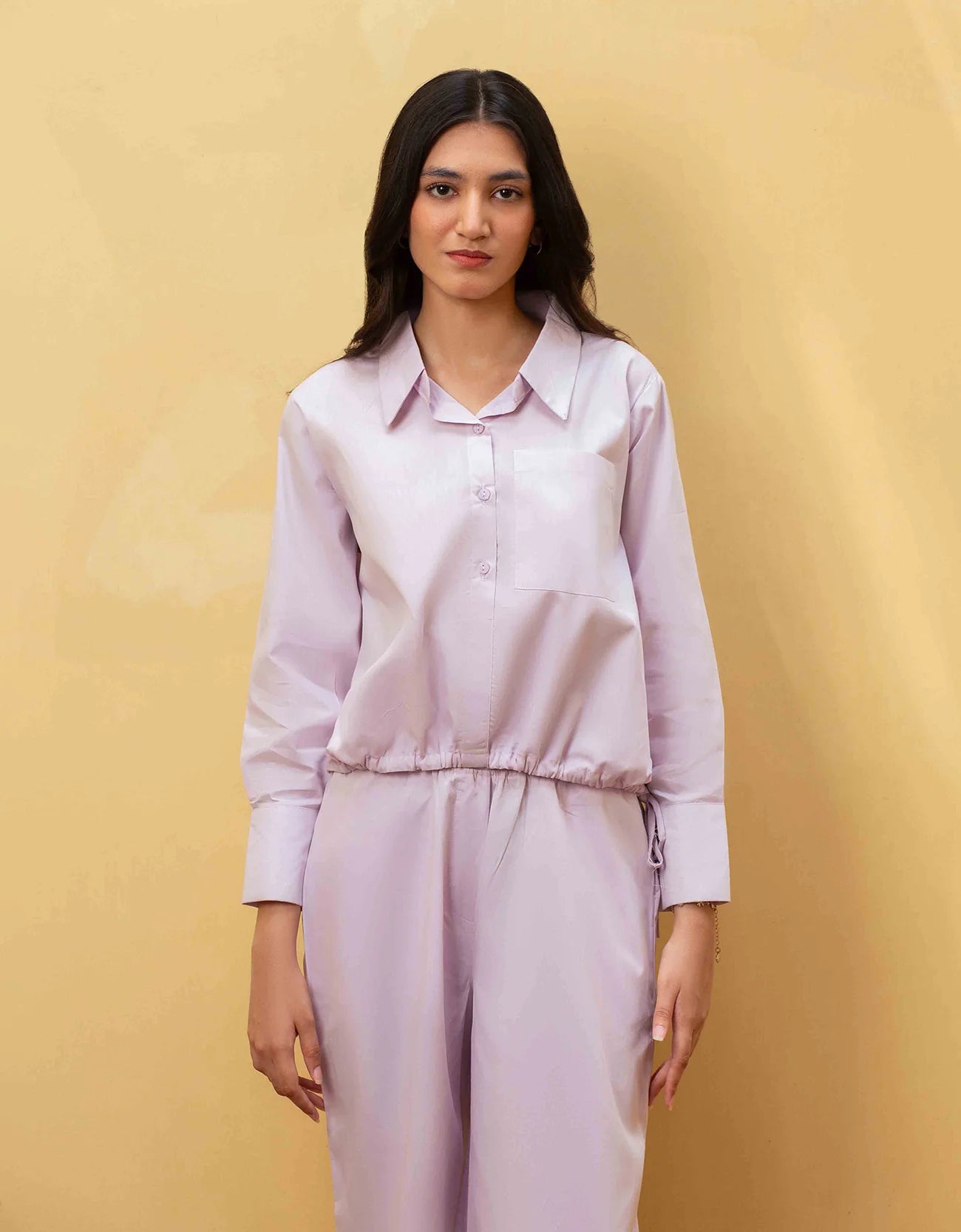 POPLIN SHIRT WITH ADJUSTABLE DRAWSTRING