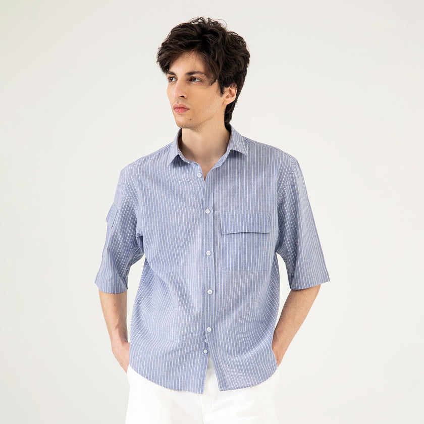 STRIPED PATCH POCKET SHIRT