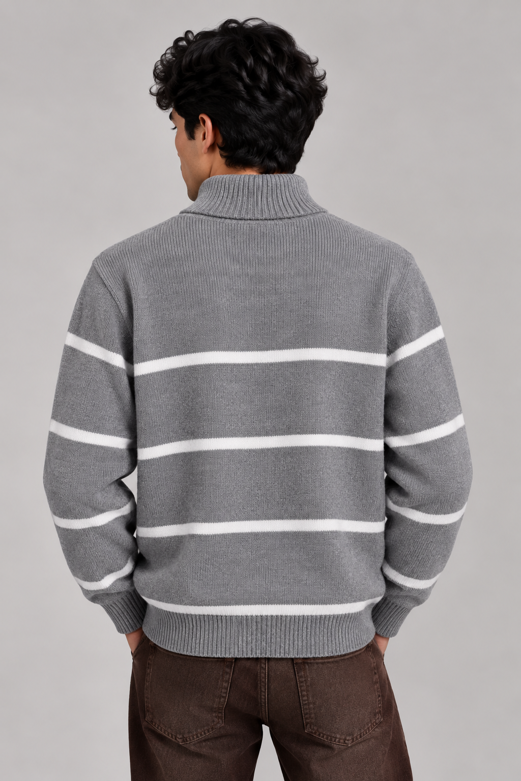 ASTOR HALF-ZIP KNIT - Grey