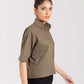 CROPPED PATCH POCKET SHIRT