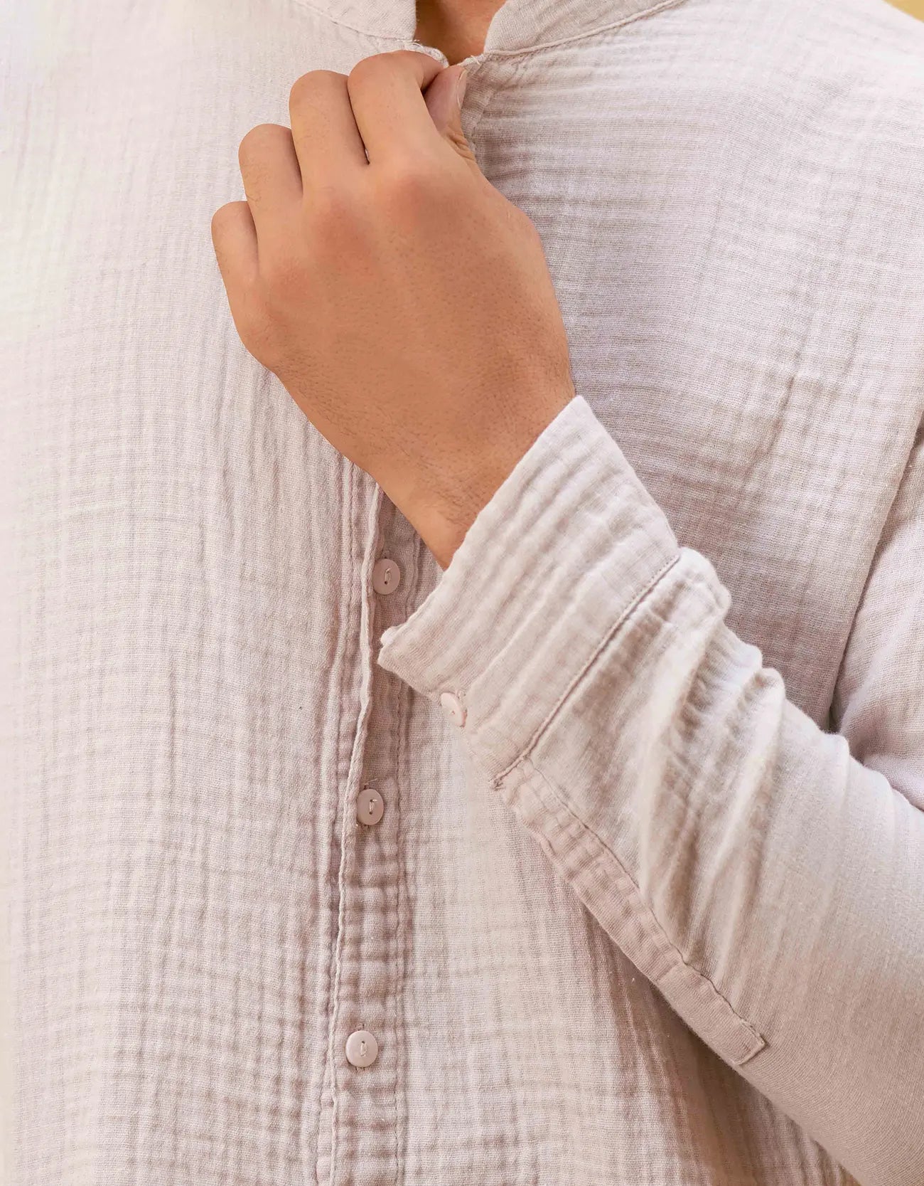 MUSLIN MANDARIAN COLLAR SHIRT