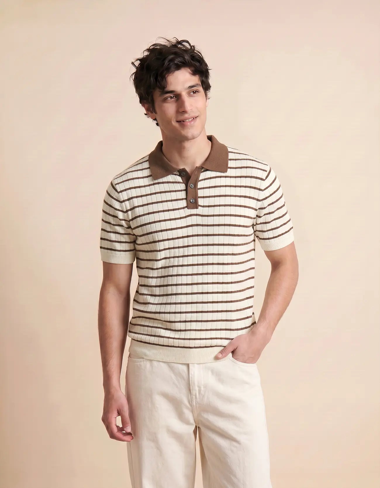 MEN'S STRIPED KNIT POLO