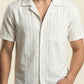 STRIPE TEXTURED CAMP COLLAR SHIRT