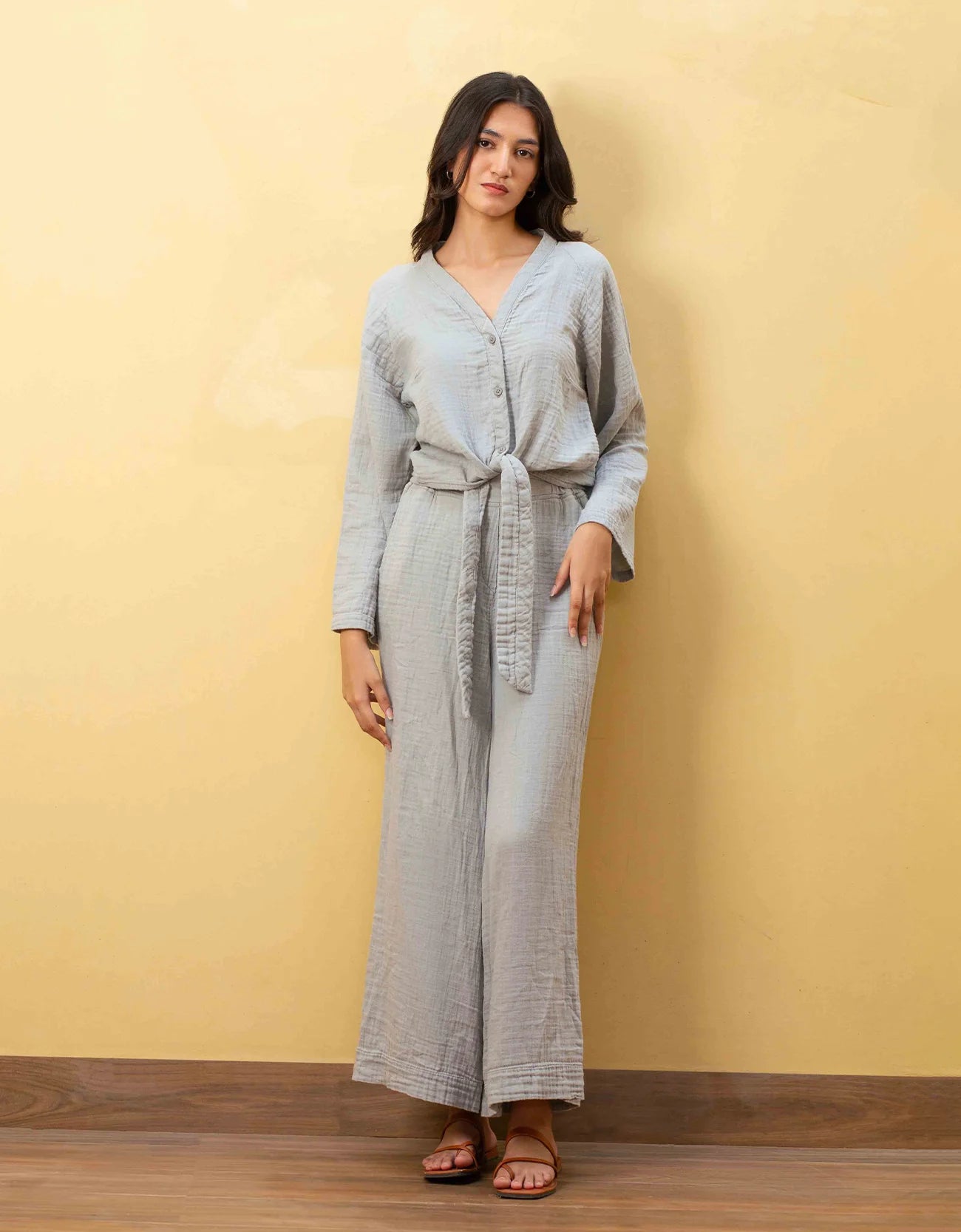 MUSLIN WIDE LEG TROUSER