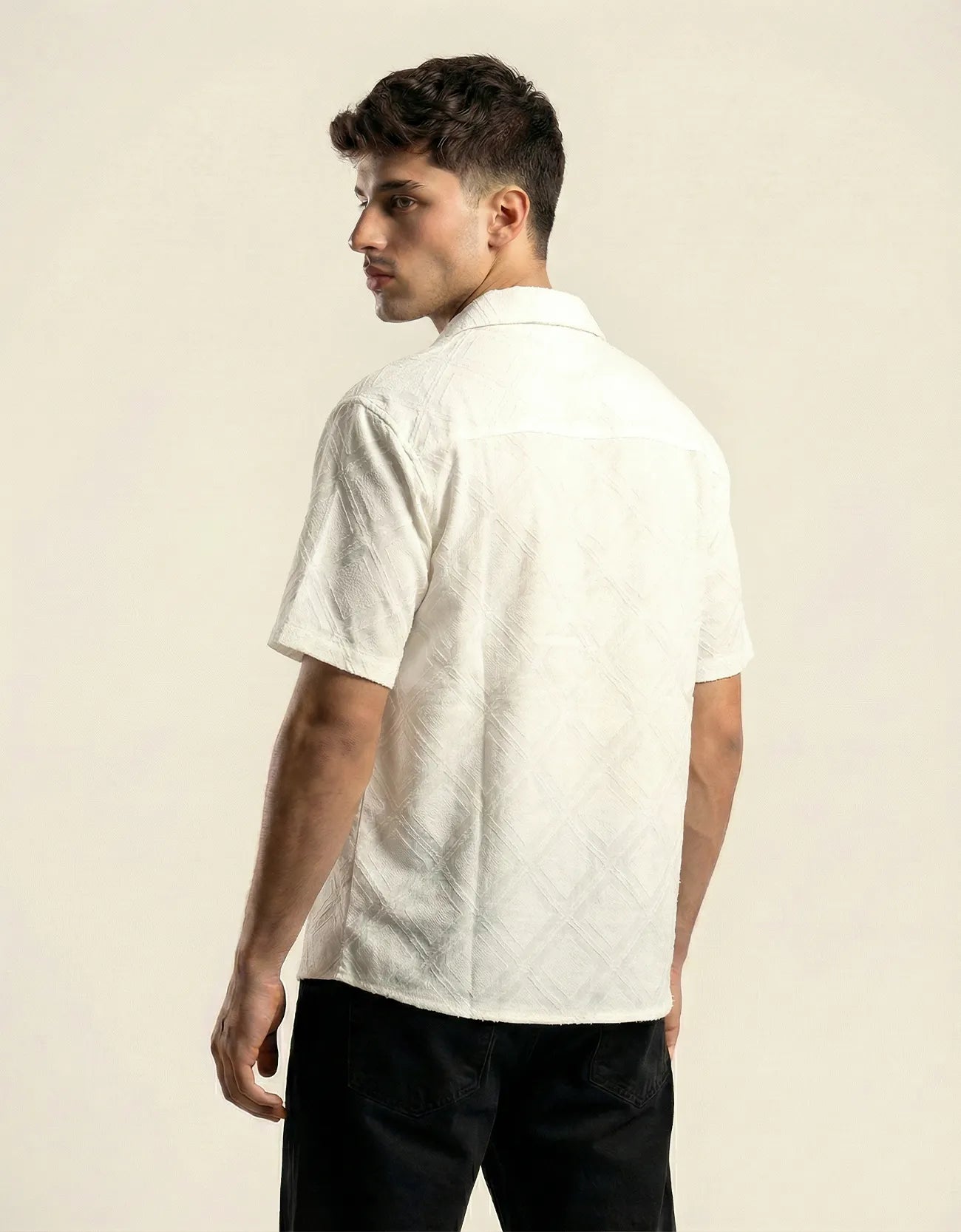 CROCHET CAMP COLLAR SHIRT
