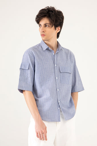 STRIPED PATCH POCKET SHIRT