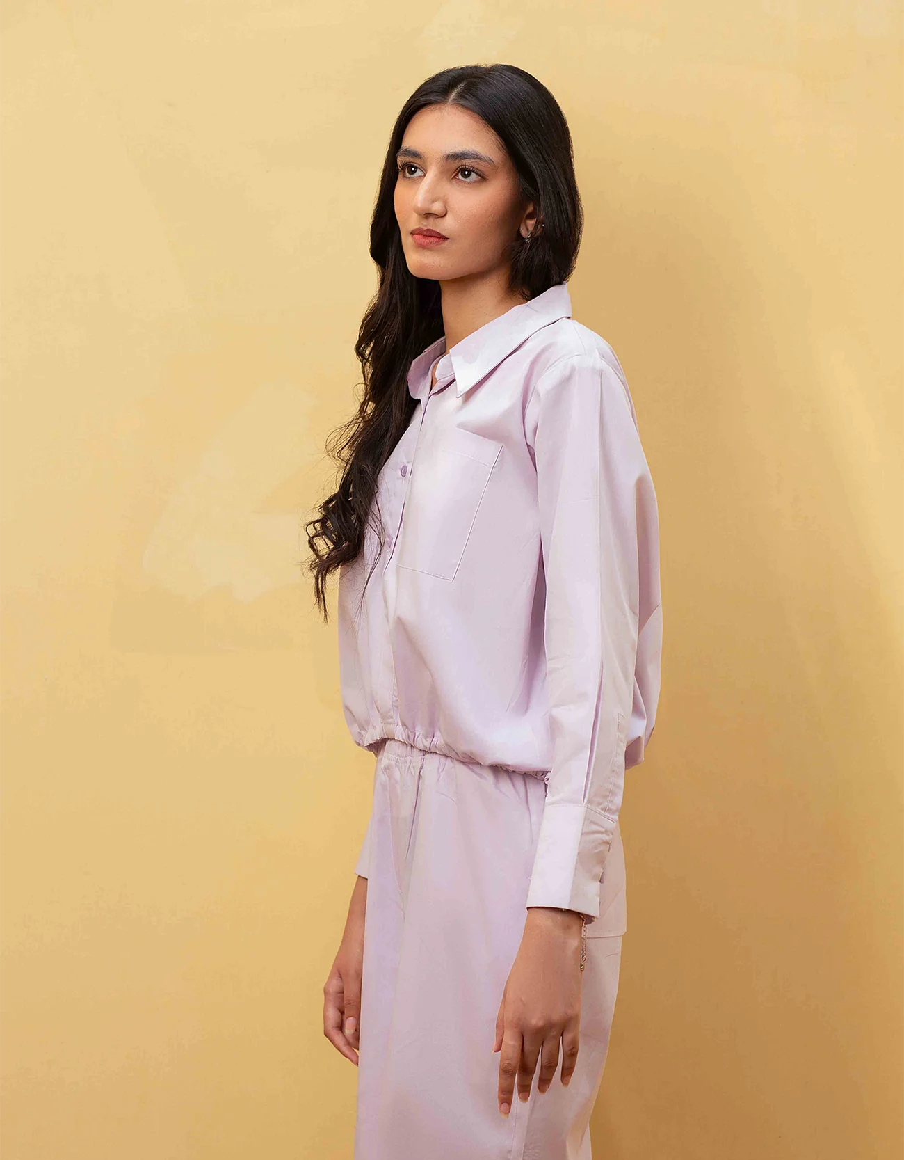 POPLIN SHIRT WITH ADJUSTABLE DRAWSTRING